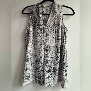Violet & Claire Black & White Monochrome Patterned Printed Chiffon Top